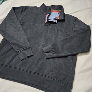 Orvis‎ Mens Sweatshirt  XL Grey 1/4 Zip Button Pullover Classic Long Sleeve
